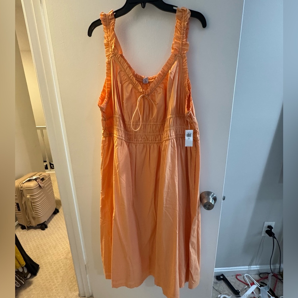 Old Navy Orange Midi Dress with Flowy Silhouette